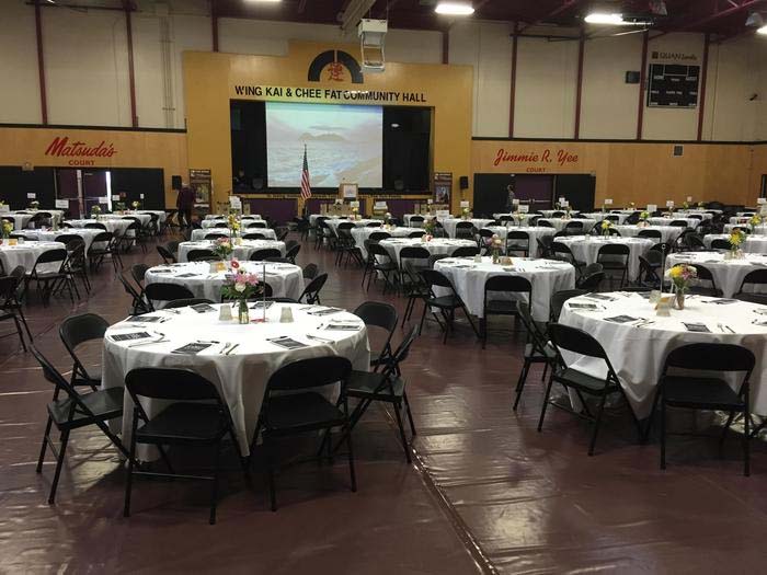 Floor layout with circular tables.